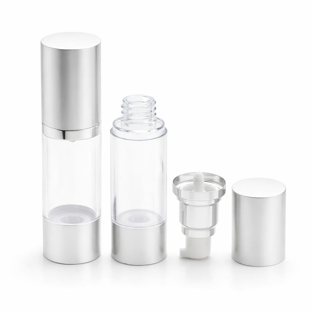 FAIR-30 * 30 ml Mat Gümüş Airless Şişesi FAIR-30 * 30 ml Mat Gümüş Airless Şişesi