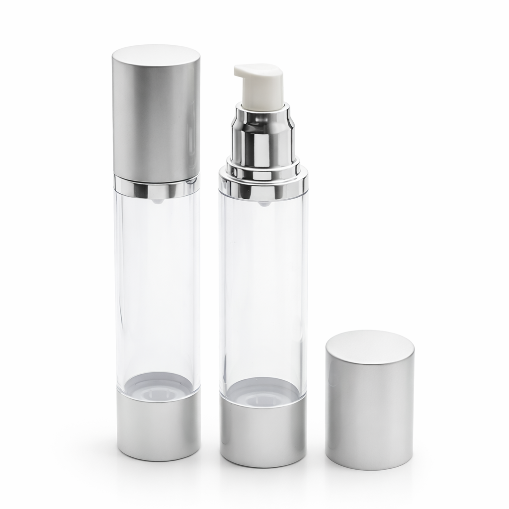 FAIR-50 * 50 ml Mat Gümüş Airless Şişesi FAIR-50 * 50 ml Mat Gümüş Airless Şişesi
