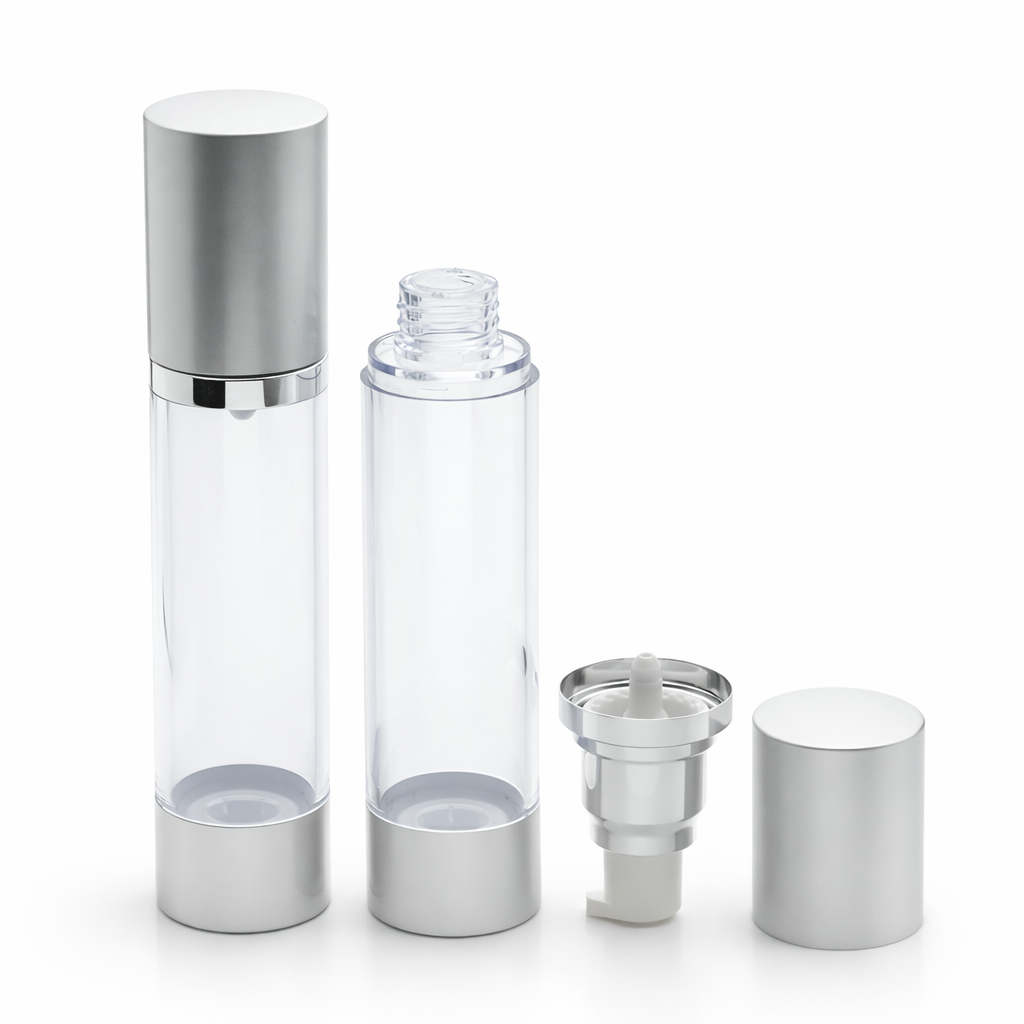 FAIR-50 * 50 ml Mat Gümüş Airless Şişesi FAIR-50 * 50 ml Mat Gümüş Airless Şişesi