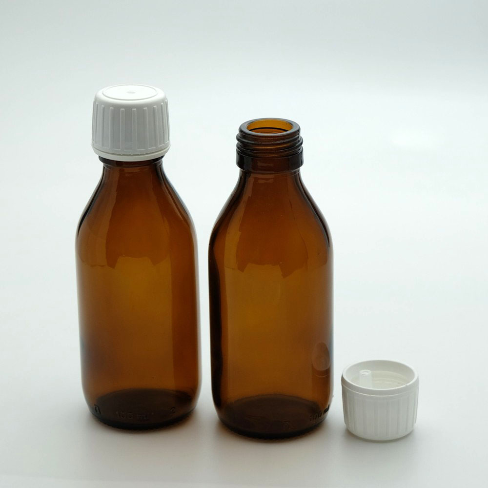 FDK-100 -24 * 100 ml Amber Renkli Damlalıklı Medikal Şişe, 24 Ağız