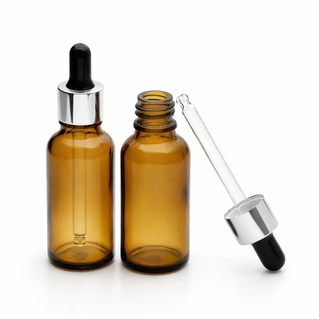 FDK-20 * 20 ml Damlalıklı Kahverengi (Amber) Medikal Şişe
