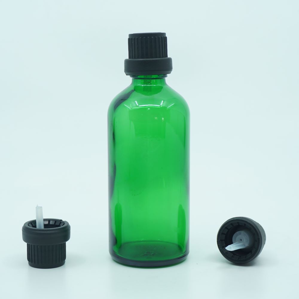 FDKY-101 * 100 ML YEŞİL RENK SİLİNDİR DAMLALIKLI ŞİŞE, 18 AĞIZ