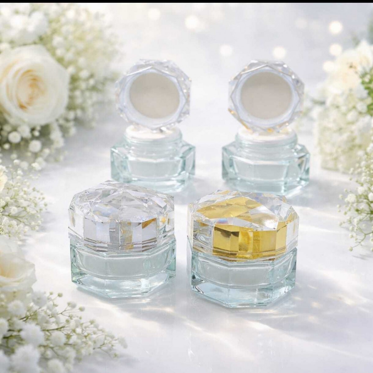 FKC-50 * 50 ML. CAM KREM KAVANOZU ÖZEL PLASTİK KAPAKLI