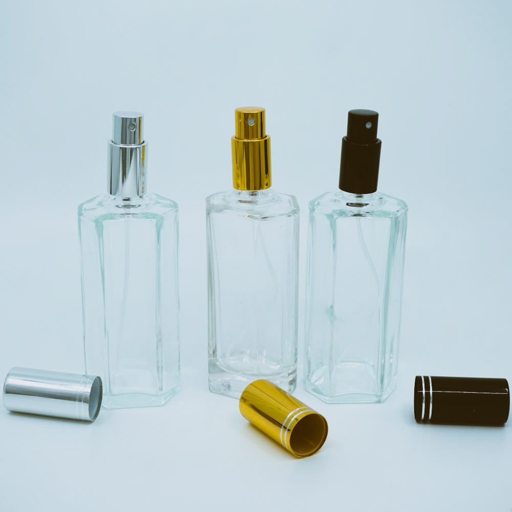 FKF-100 * 100 ml Altıgen Şeffaf Parfüm Şişe FKF-100 * 100 ml Altıgen Şeffaf Parfüm Şişe