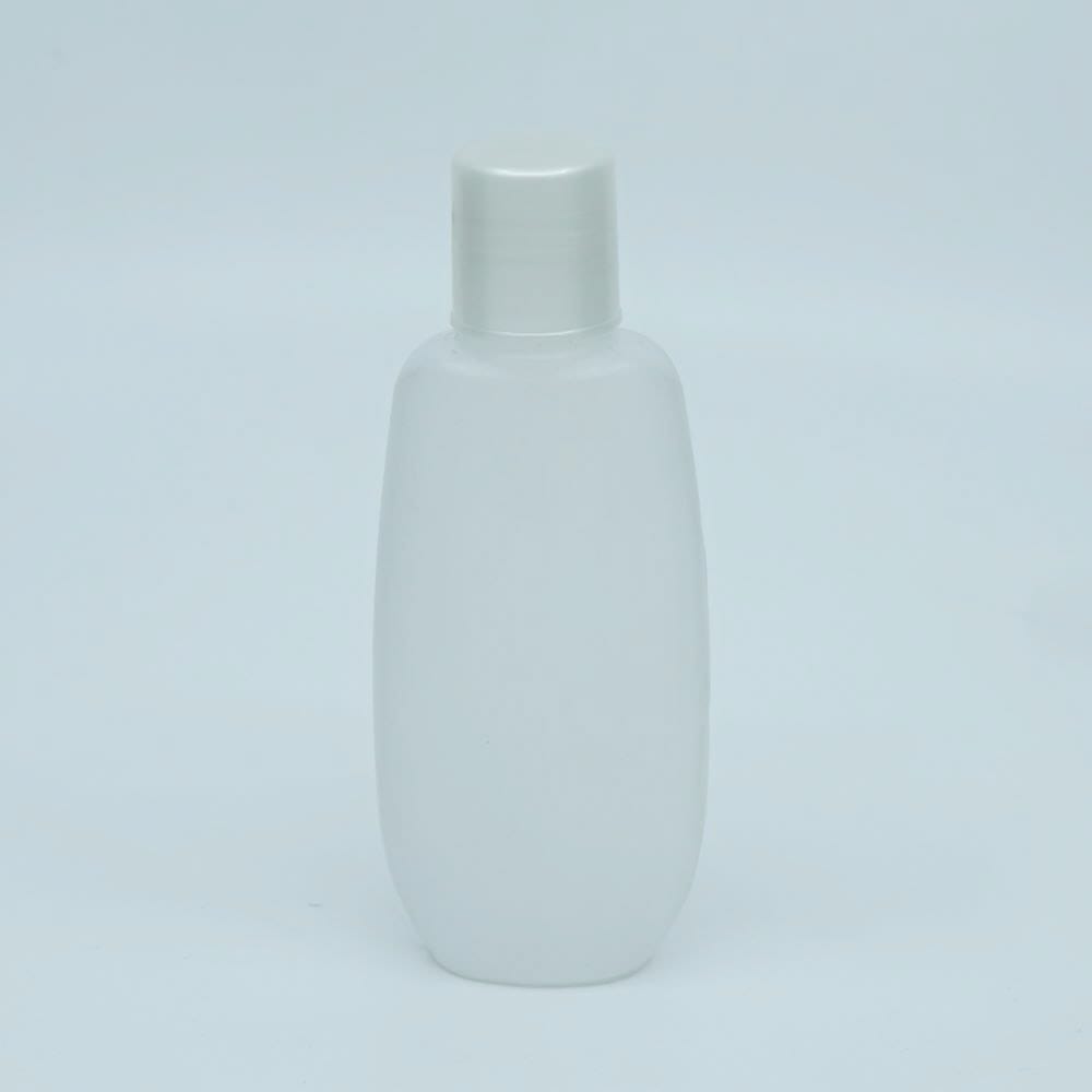 FKP 75*75 ML. Yassı Beyaz Polietilen Kolonya Şişesi Sedef Kapaklı