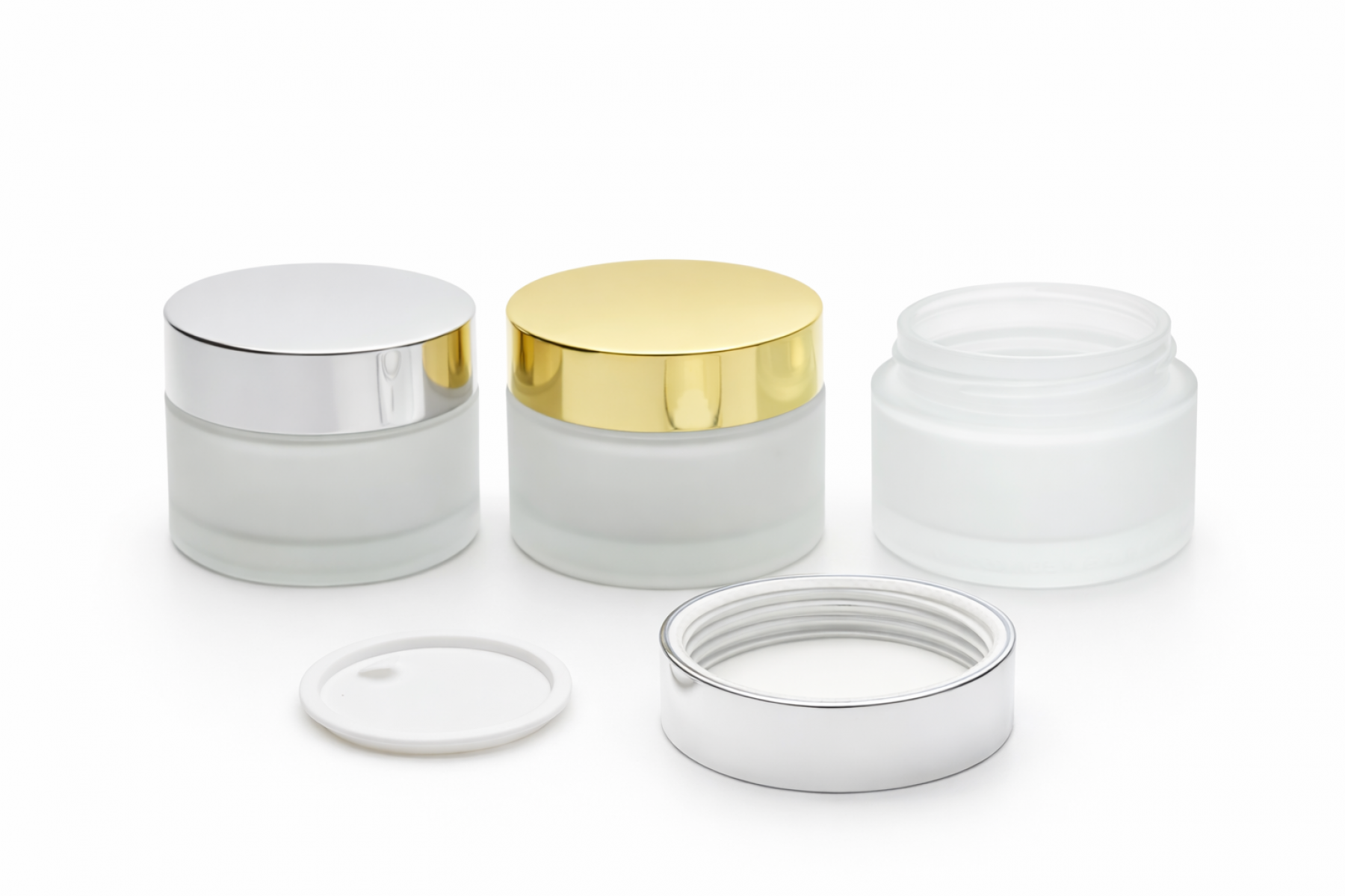 FNG-18/1 * 50 ML. CAM KREM KAVANOZU(GOLD/GÜMÜŞ) KAPAKLI BUZLAMALI FNG-18/1 * 50 ML. CAM KREM KAVANOZU(GOLD/GÜMÜŞ) KAPAKLI BUZLAMALI
