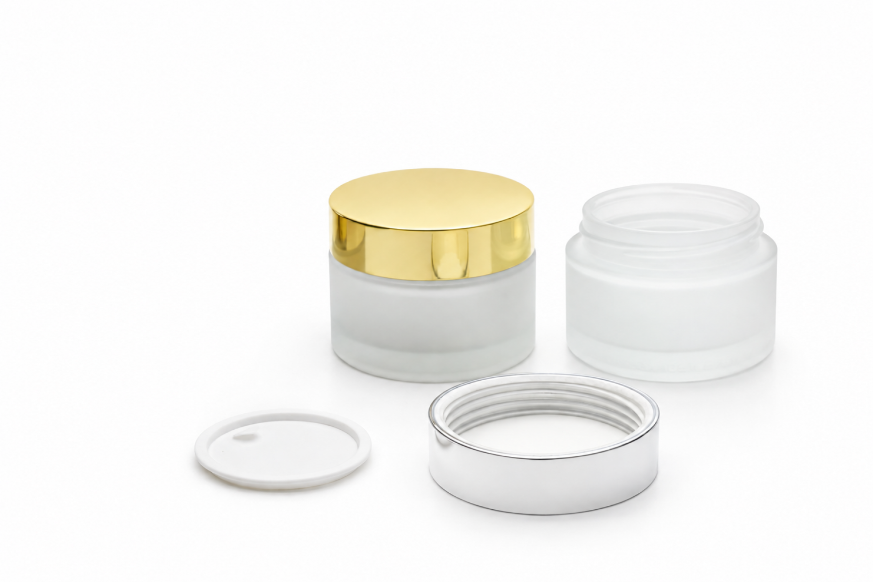 FNG-18/1 * 50 ML. CAM KREM KAVANOZU(GOLD/GÜMÜŞ) KAPAKLI BUZLAMALI FNG-18/1 * 50 ML. CAM KREM KAVANOZU(GOLD/GÜMÜŞ) KAPAKLI BUZLAMALI