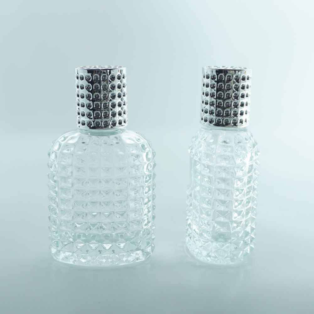 FON-50 * 50 ml Oval Noktalı Kristal Parfüm Şişesi