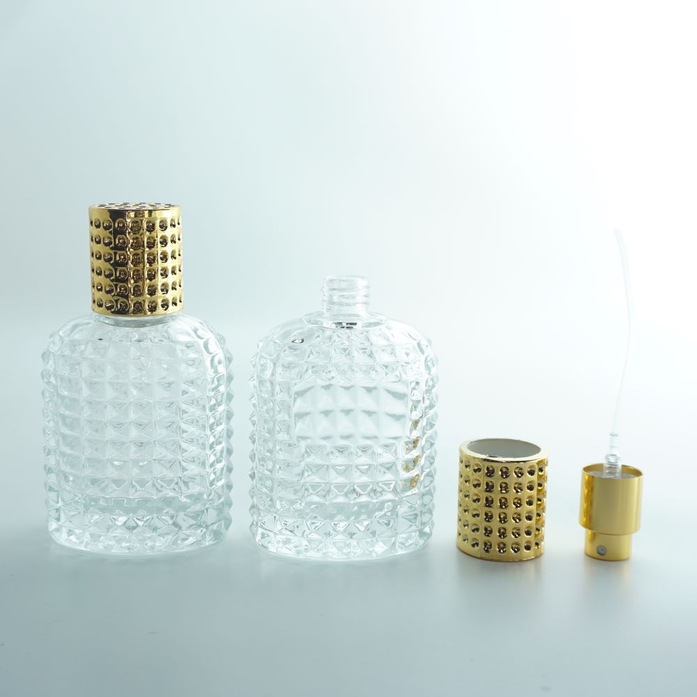 FON-50 * 50 ml Oval Noktalı Kristal Parfüm Şişesi