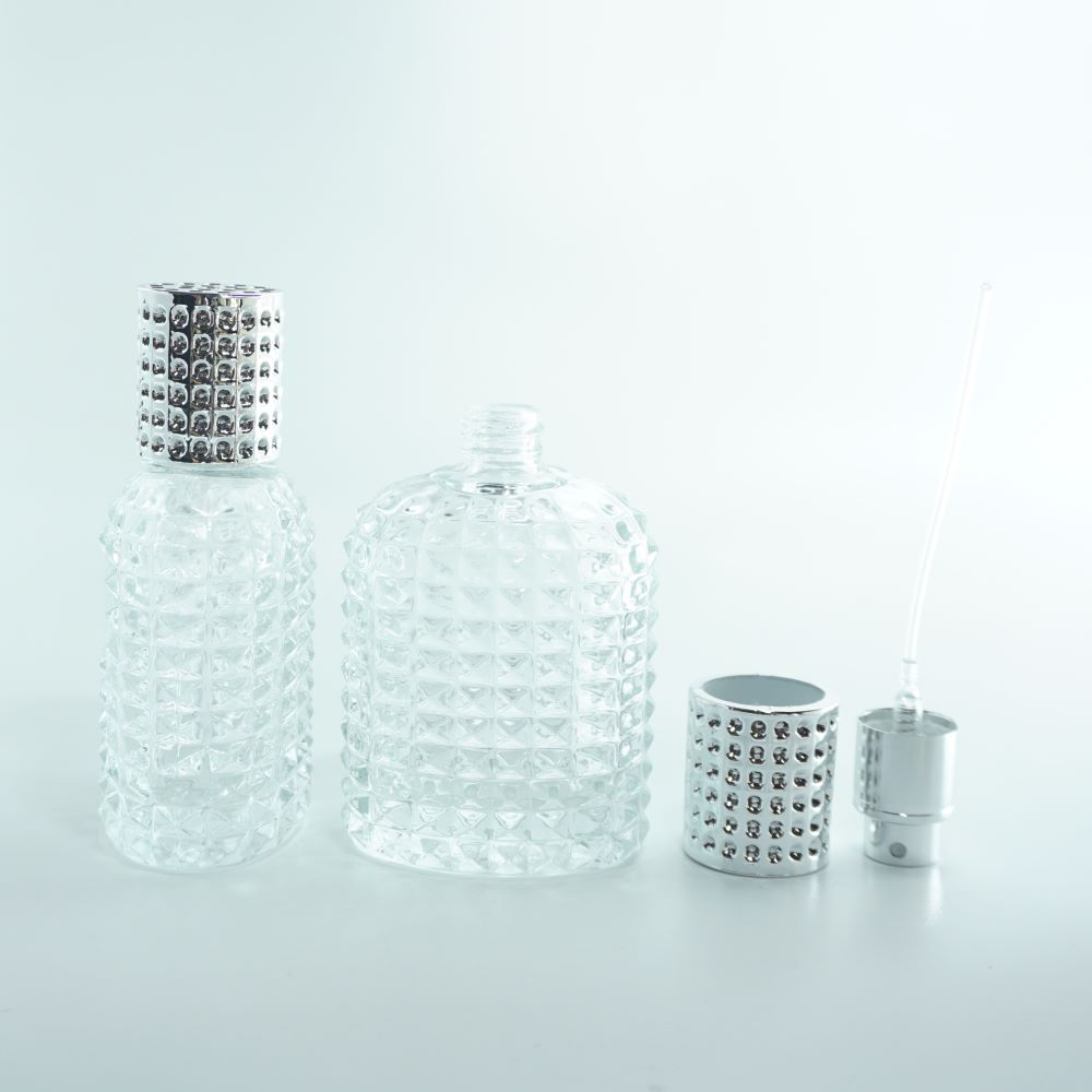FON-50 * 50 ml Oval Noktalı Kristal Parfüm Şişesi