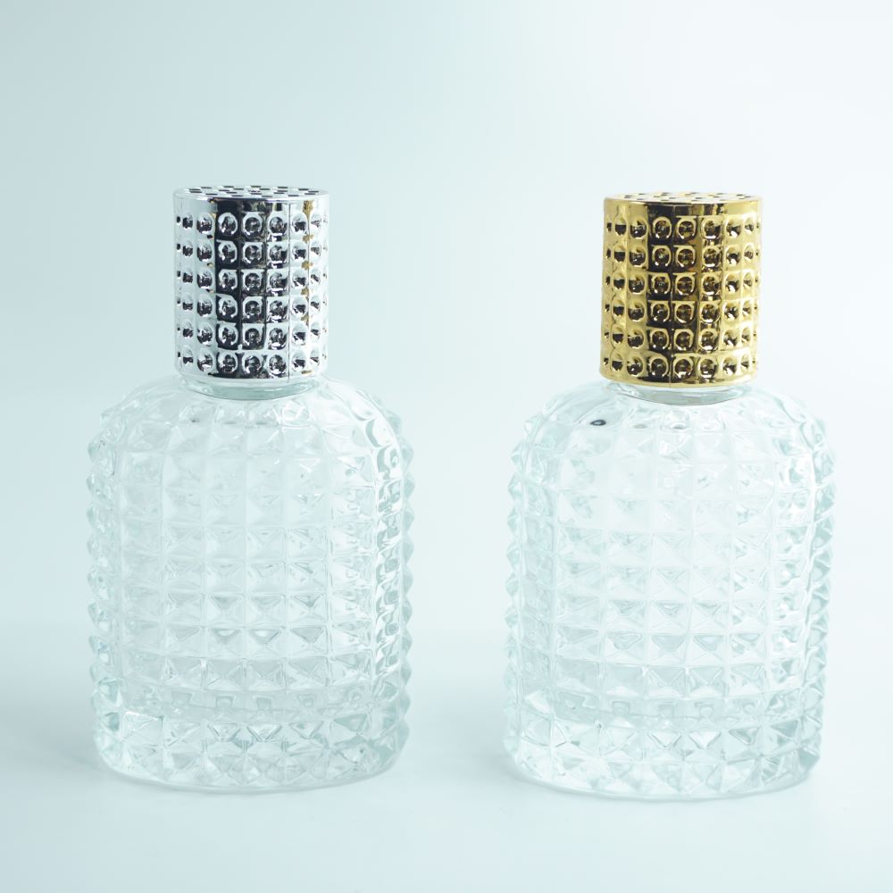 FON-50 * 50 ml Oval Noktalı Kristal Parfüm Şişesi