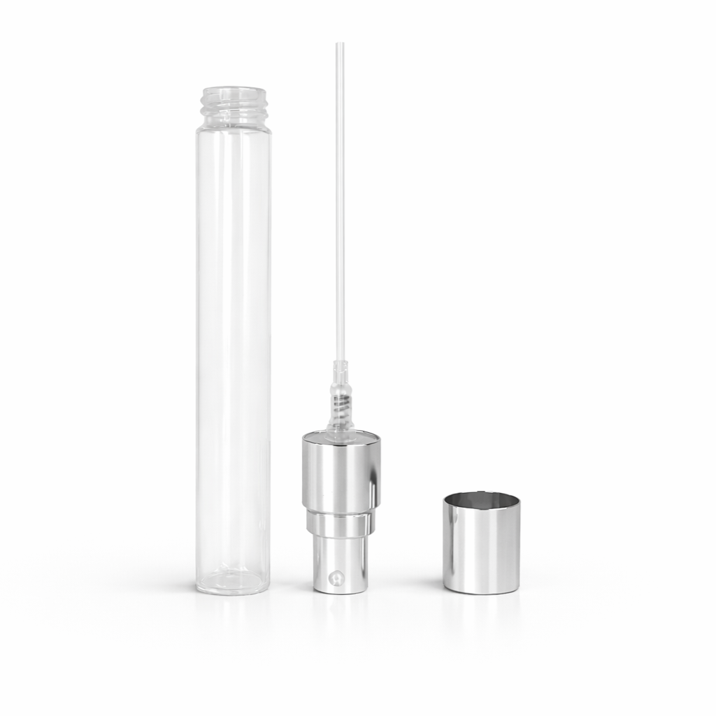 FPL-12 * 10 ML CAM SİLİNDİR ŞİŞE; GOLD - GÜMÜŞ SPREY VE KAPAKLI FPL-12 * 10 ML CAM SİLİNDİR ŞİŞE; GOLD - GÜMÜŞ SPREY VE KAPAKLI