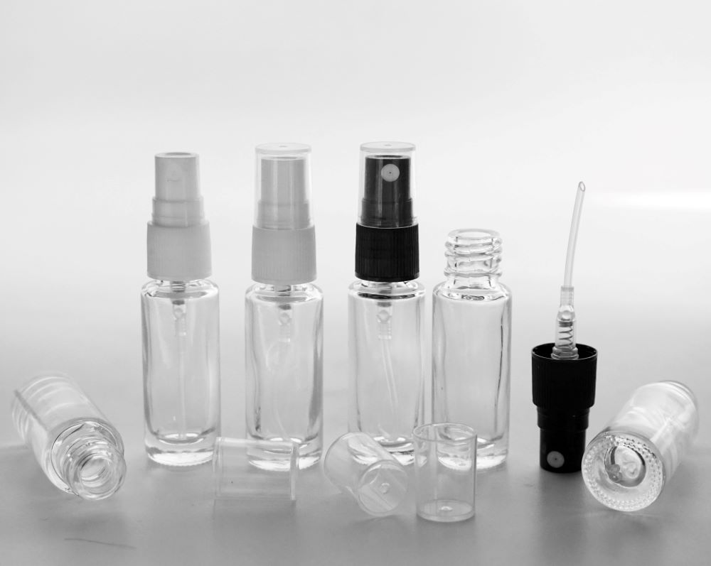 FRP-05 * 5 ML SPREY TESTER ŞİŞE, VİDALI, PLASTİK VALF, PLASTİK KAPAK