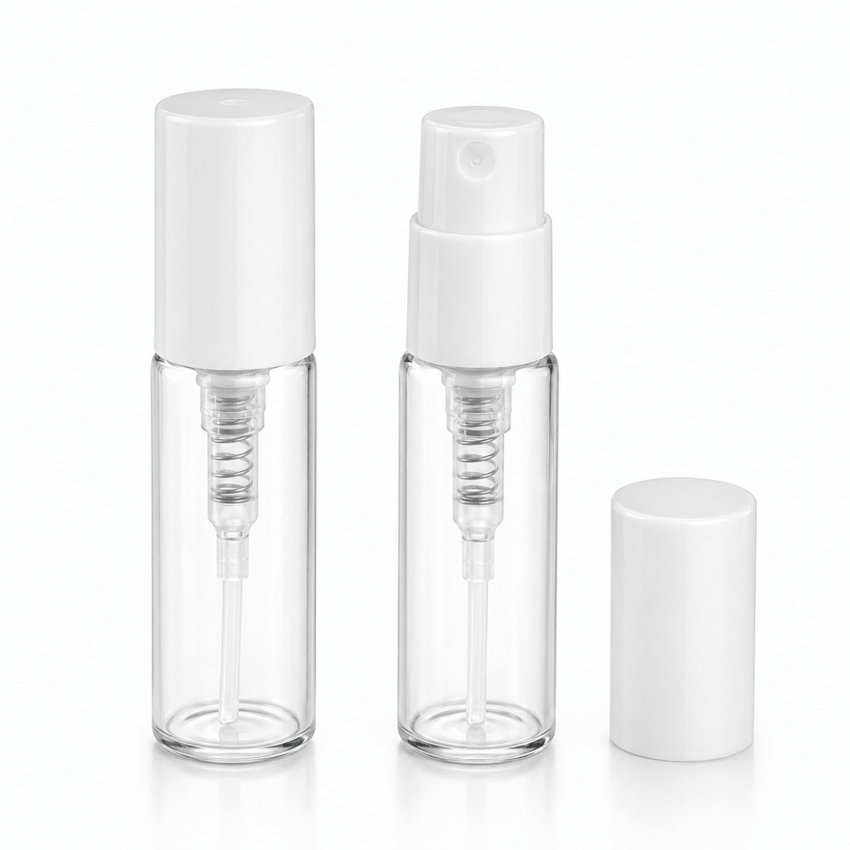 FTSK-03 * 3 Ml. Beyaz Plastik Kapaklı Spreyli Tester Cam Şişe FTSK-03 * 3 Ml. Beyaz Plastik Kapaklı Spreyli Tester Cam Şişe
