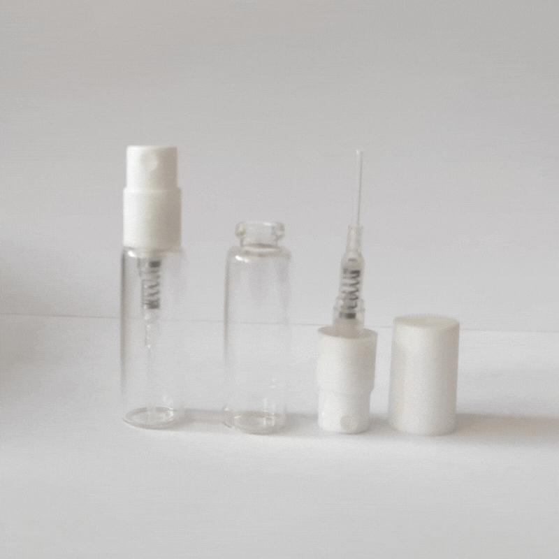 FTSK-03 * 3 Ml. Beyaz Plastik Kapaklı Spreyli Tester Cam Şişe FTSK-03 * 3 Ml. Beyaz Plastik Kapaklı Spreyli Tester Cam Şişe