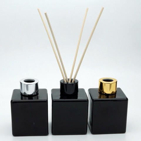 FBASS-110*110 Ml Siyah Boyalı Kare Bambu Oda Koku Şişesi