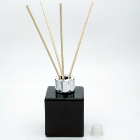 FBASS-110*110 Ml Siyah Boyalı Kare Bambu Oda Koku Şişesi