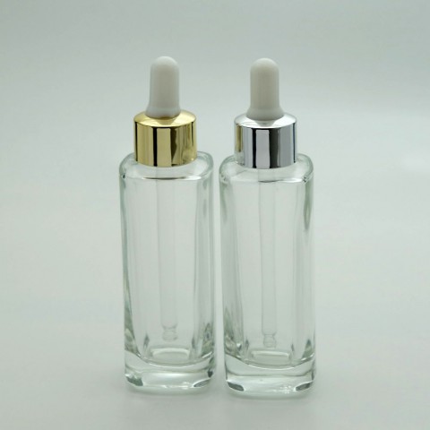 FDOK-50 * 50 ML ŞEFFAF KARE GOLD/GÜMÜŞ YÜZÜKLÜ DAMLALIKLI ŞİŞE