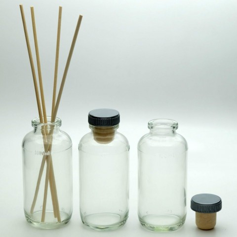 FLSBB-100 * 100 ML Şeffaf Silindir Çubuklu Bambu Oda Koku Şişesi