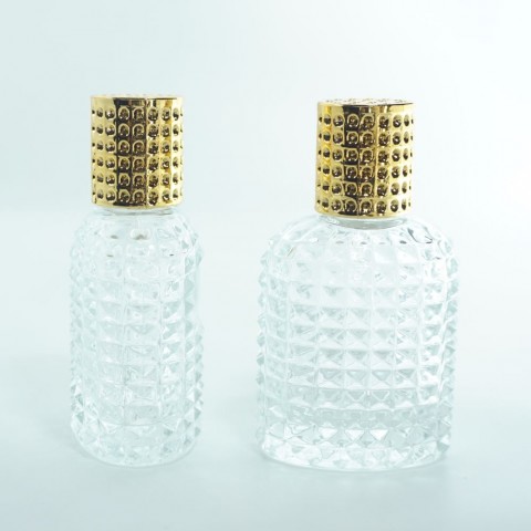FON-50 * 50 ml Oval Noktalı Kristal Parfüm Şişesi