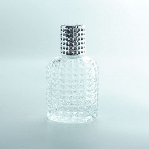 FON-50 * 50 ml Oval Noktalı Kristal Parfüm Şişesi