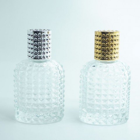 FON-50 * 50 ml Oval Noktalı Kristal Parfüm Şişesi
