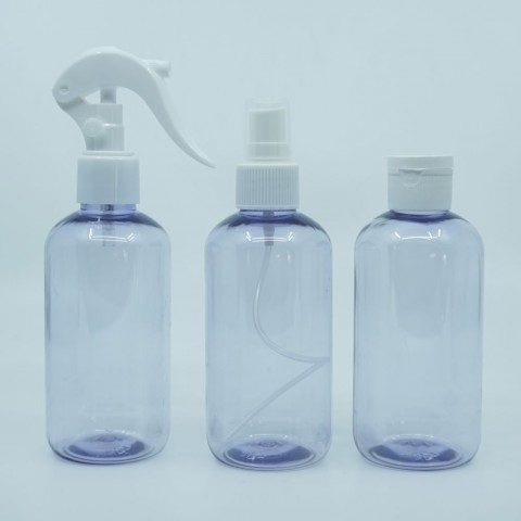 FPLS-201 * 200 ml Silindir Plastik Şeffaf Renkli (yeşil- mor-sarı) 24 ağız