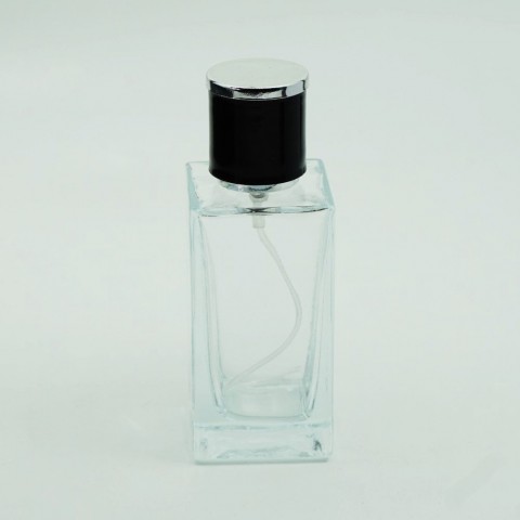 FSK-50 * 50 Ml. Şeffaf Renkte Kare Kolay Kapama 15/mm Ağızlı Parfüm Şişesi FSK-50 * 50 Ml. Şeffaf Renkte Kare Kolay Kapama 15/mm Ağızlı Parfüm Şişesi