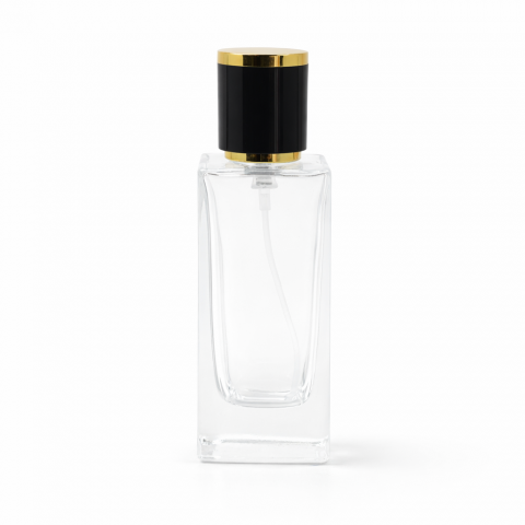 FSK-50 * 50 Ml. Şeffaf Renkte Kare Kolay Kapama 15/mm Ağızlı Parfüm Şişesi